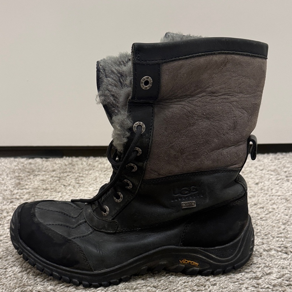 UGG Black and Gray Lace-Up Boots